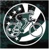 Cyclist cycler bicycle American flag decal sticker