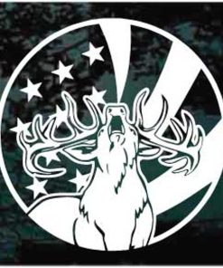 Elk American flag round decal sticker