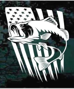 Bass fishing American flag decal sticker