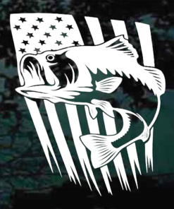 Bass fishing American flag Decal Sticker