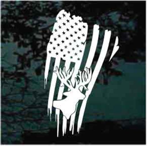 Deer head American flag decal sticker a3