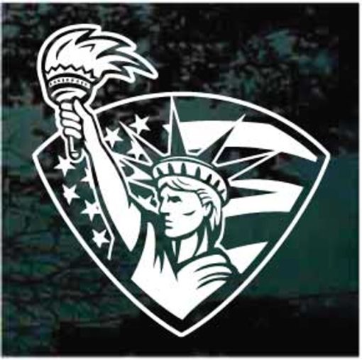 Statue Liberty American Flag Crest Decal Sticker