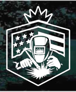 Welding welder American flag crest decal sticker