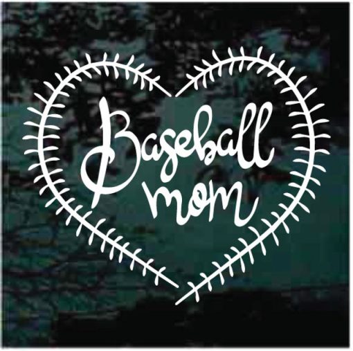 Baseball mom Heart stitches decal sticker