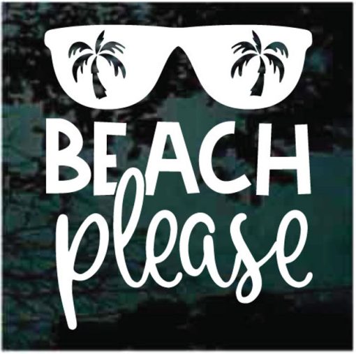 Beach Please sunglass palm trees decal sticker