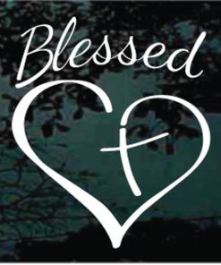 Blessed Cross and Heart Decal Sticker