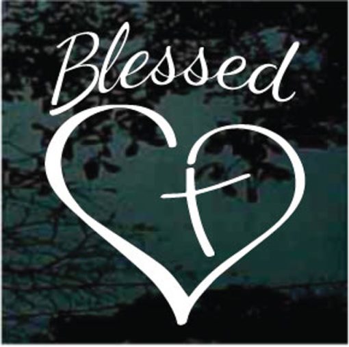 Blessed Cross and Heart Decal Sticker