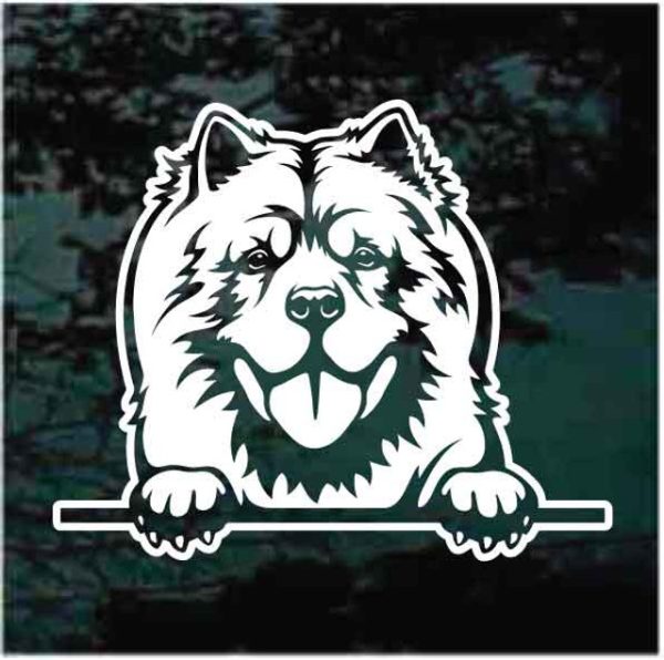 Chow Dog Peeking Dog Decal Sticker