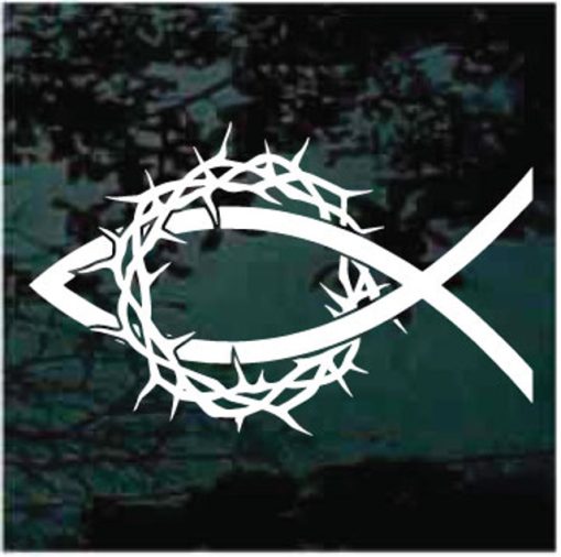 Jesus Fish Crown of Thorns Decal Sticker