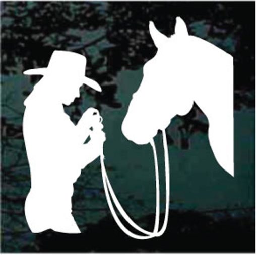 Cowgirl with horse love decal sticker