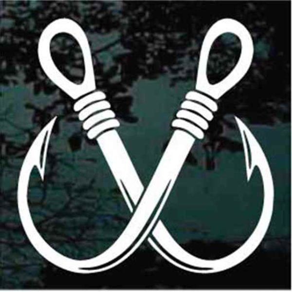 Fishing Fish Hooks crossed Decal sticker d2