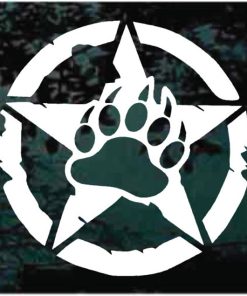 Bear paw distressed star decal sticker