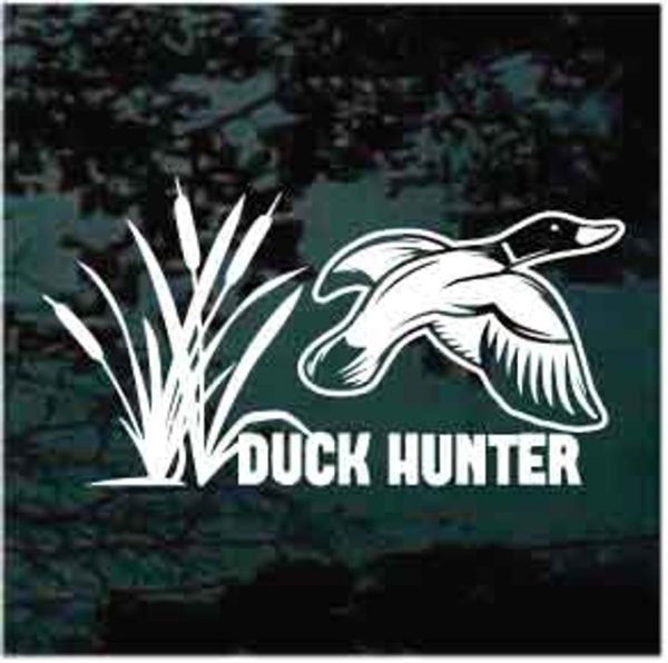 Duck hunter duck flying cat tales decal sticker