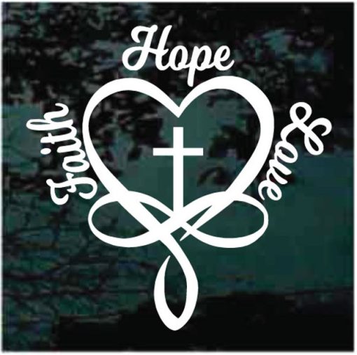 Faith Hope Love Heart Cross Decal Sticker