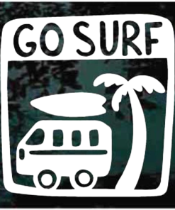 Go surf van palm tree window decal Sticker