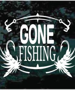 Gone Fishing fly hook decal sticker