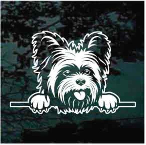Yorkie Peeking Dog Decal Sticker