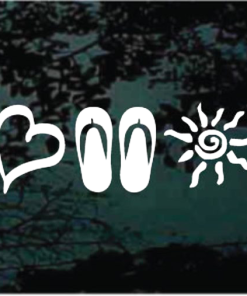 Love Flip flops Heart Sun window decal Sticker