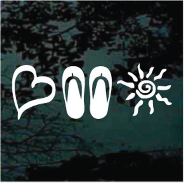 Love Flip flops Heart Sun decal sticker
