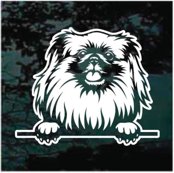 Pekingese Peeking Dog Decal Sticker