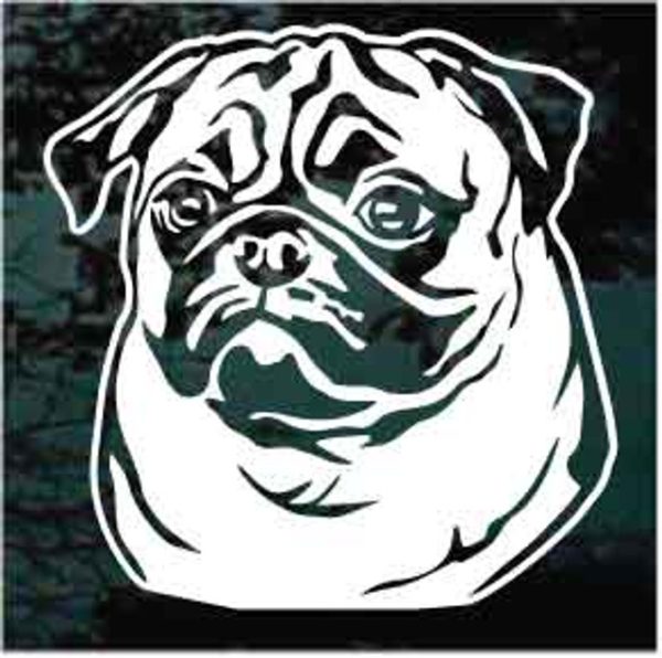 Pug Head Dog Decal Sticker