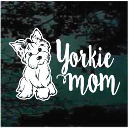 Yorkie mom window decal sticker