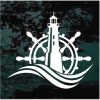 Lighthouse Captains Wheel Window decal sticker for cars and trucks