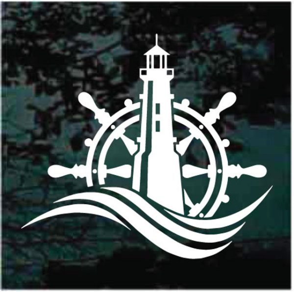 Lighthouse Captains Wheel Window decal sticker for cars and trucks