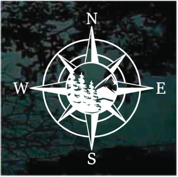 Compass Mountain scene decal sticker for cars trucks and jeeps