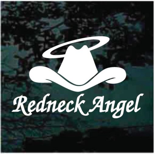 Redneck Angel Cowboy hat decal sticker for cars and trucks