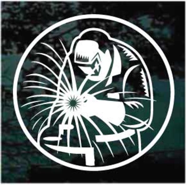 Welder welding round spark decal sticker for cars and trucks