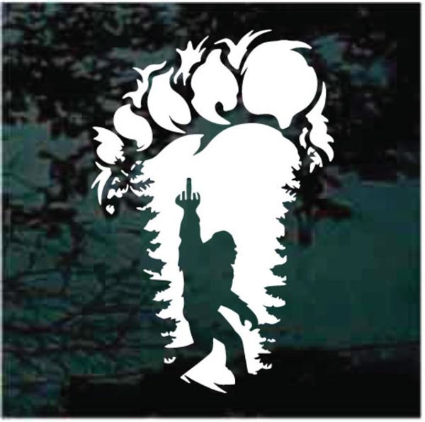 Big foot flipping off decal sticker for cars and trucks