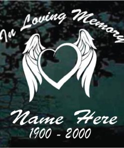 In Loving Memory Heart Angel Wings Decal Sticker For cars and