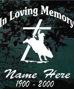 In Loving Memory Bull Rider Cross Decal Sticker For cars and trucks