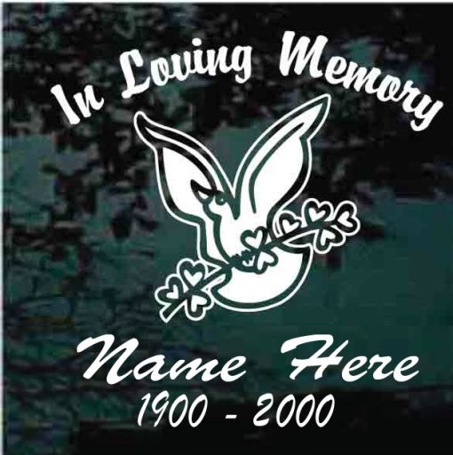 In Loving Memory Dove twig Decal Sticker For cars and
