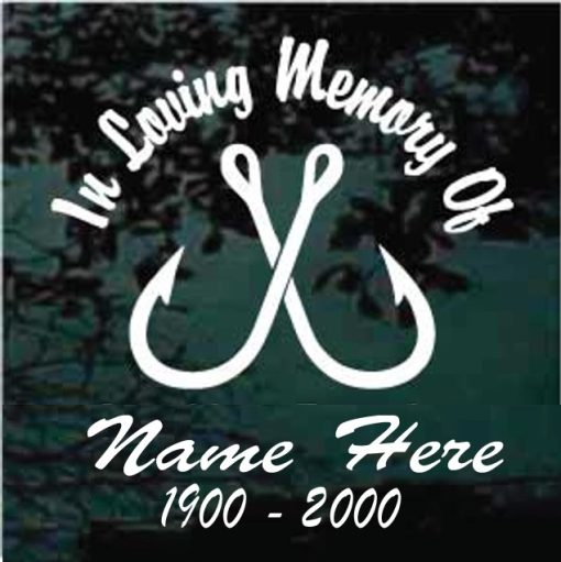 In Loving Memory Fish Hooks Fishing Decal Sticker For cars and