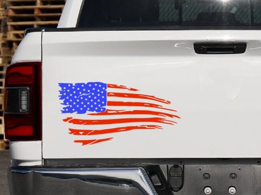 Veteran weathered American flag decal sticker for cars and trucks
