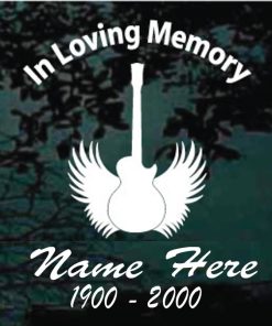 In Loving Memory Guitar Angel Wings Decal Sticker For cars and