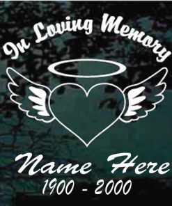In Loving Memory Heart Angel Wings Halo Decal Sticker For cars and