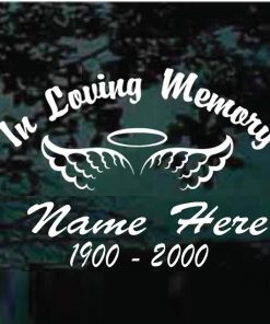 In Loving Memory Angel Wings Halo Decal Sticker For cars and