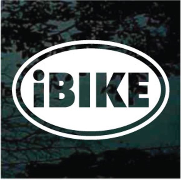 I bike bicycling biking decal stickers for cars and trucks