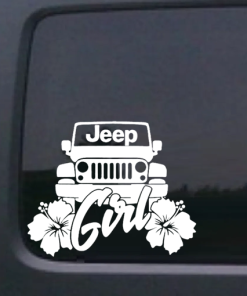 Jeep Girl Hibiscus Jeep Decal Sticker