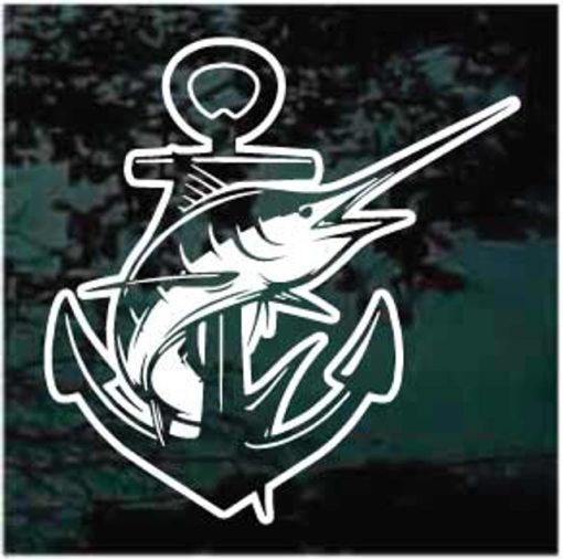 Marlin Anchor Fishing Decal Sticker for cars and trucks