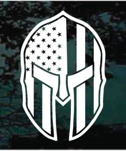 Spartan Helmet Molon Labe American Flag Decal Sticker
