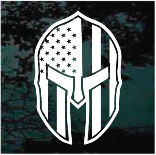 Spartan Helmet Molon Labe American Flag Decal Sticker