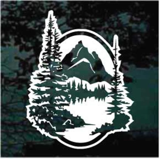 Mountain scene decal sticker for cars trucks and jeeps