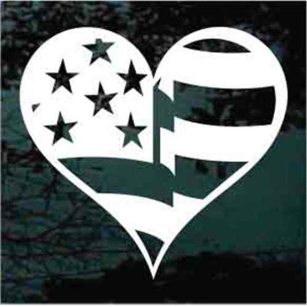 American Flag Heart decal sticker for cars and trucks