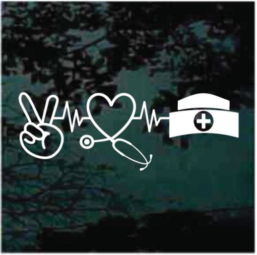 Peace Love Nurse window decal sticker for cars and trucks