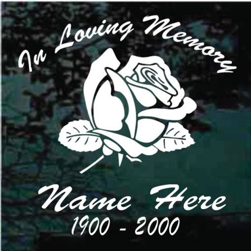 In Loving Memory Rose Bud Flower Decal Sticker For cars and