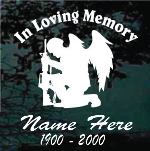 In Loving Memory Soldier with wings Decal Sticker For cars and trucks